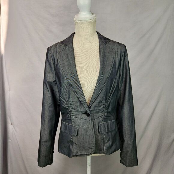 Maurices Women’s Fitted Blazer Long Sleeves Button Sz M Faux Pockets Gray - Picture 1 of 12